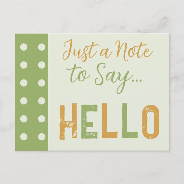 Gold and green just a note to say hello postcard (Front)