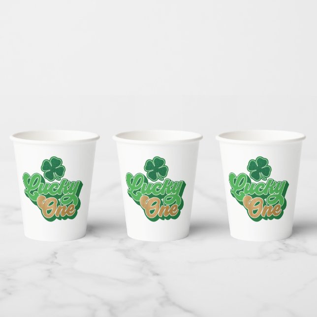 Gold and Green Lucky One First Birthday Paper Cups (Multi)
