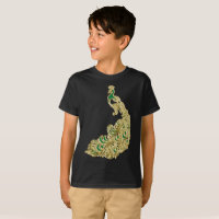 Gold and green peacock glimmering brightly