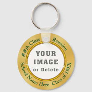 Gold and Green, Personalised Class Reunion Favours Key Ring