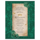 Gold and Green Quinceanera DIY Scroll Invitations