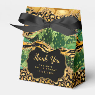 Gold and Green Safari Agate Birthday Thank You Favour Box