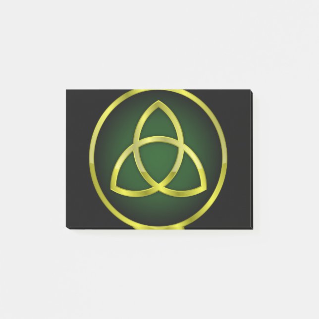gold and green triquetra post-it notes (Front)