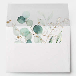 Gold and Green Wedding Pre-Printed Address 5x7 Envelope