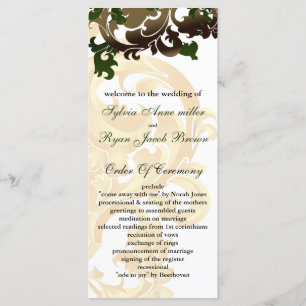 gold and green Wedding program
