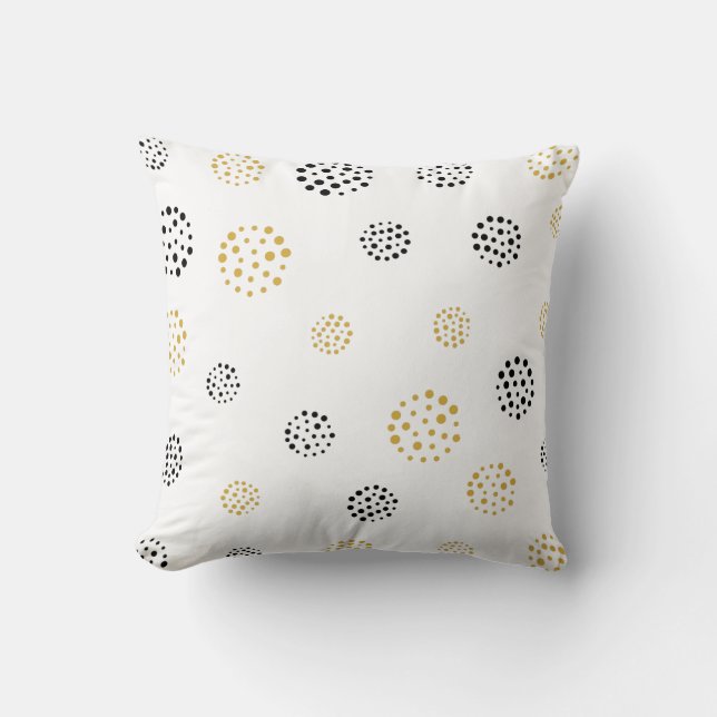 Gold and grey abstract starburst pattern cushion (Front)