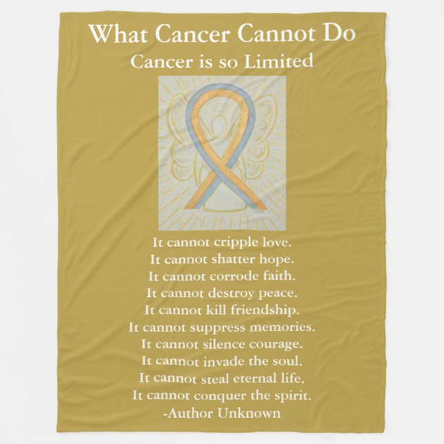 Gold and Grey Awareness Ribbon Art Fleece Blankets (Front)