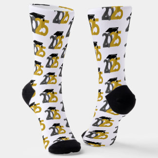 Gold and Grey Class of 2025 Graduation Socks