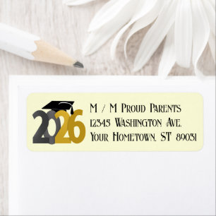 Gold and Grey Class of 2026 Graduation  Return Address Label