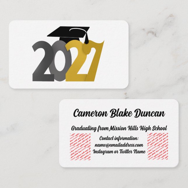 Gold and Grey Class of 2027 Graduation Enclosure Card (Front/Back)