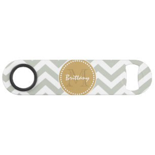 Gold and Grey Classic Chevron & Custom Monogram