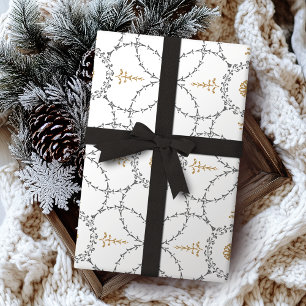 Gold and grey elegant classic vintage pattern wrapping paper