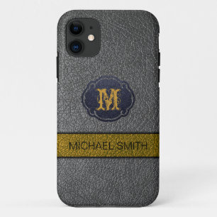 Gold and Grey Leather iPhone 11 Case