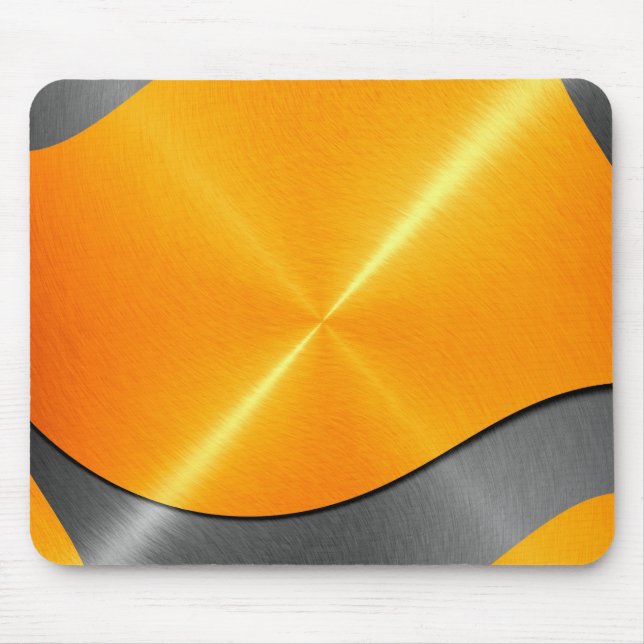 Gold and Grey Shiny Stainless Steel Metal Mouse Pad (Front)