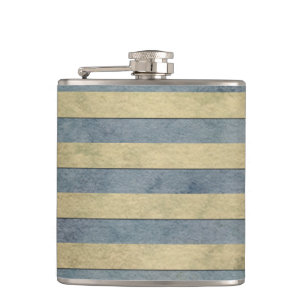 Gold and Grey Stripes Pattern Hip Flask