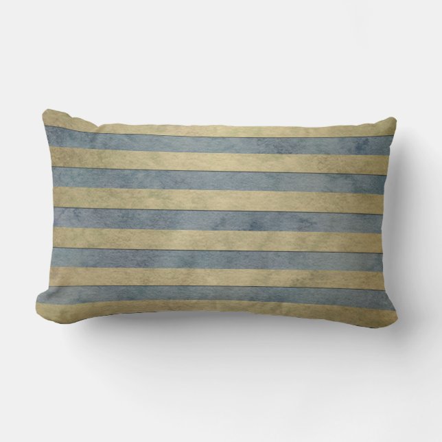 Gold and Grey Stripes Pattern Lumbar Cushion (Front)