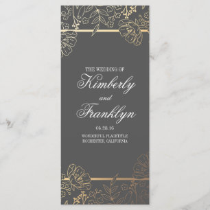 Gold and Grey Vintage Floral Wedding Programs