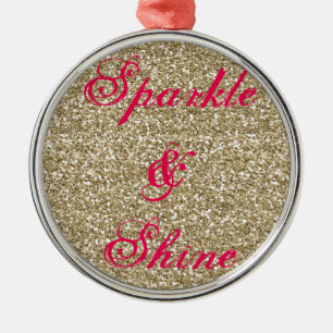 Gold and Hot Pink Glitter Sparkle and Shine Metal Tree Decoration