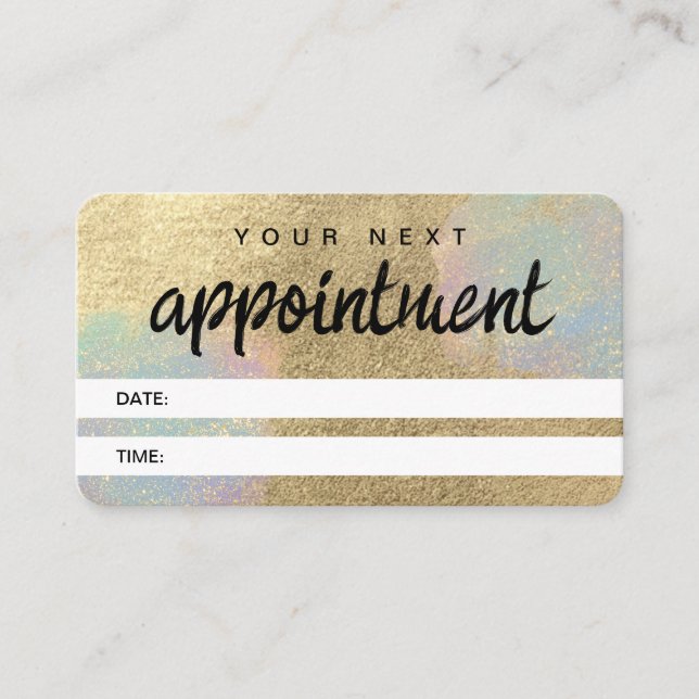 Gold And Iridescent Glitter Texture Appointment Card (Front)
