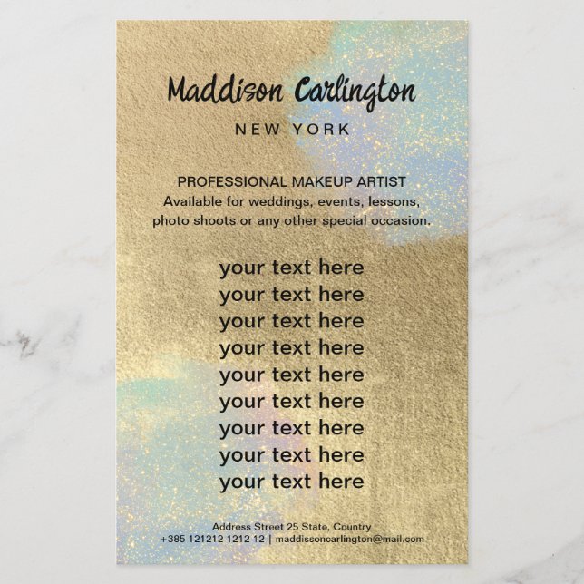 Gold And Iridescent Glitter Texture Flyer (Front)
