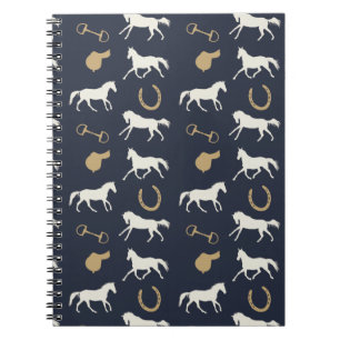 Gold and Ivory English Horses Pattern Notebook