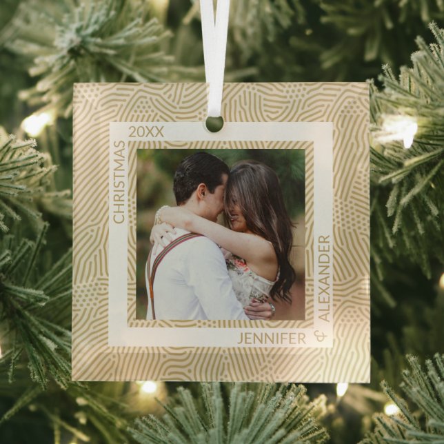 Gold and Ivory Photo Glass Tree Decoration (Insitu)