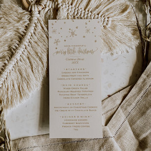 Gold and Ivory Snowflake Christmas Dinner Menu
