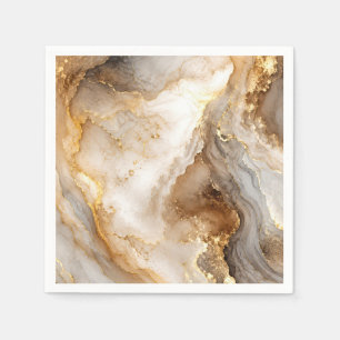 Gold and Ivory White Marble Abstract Napkin