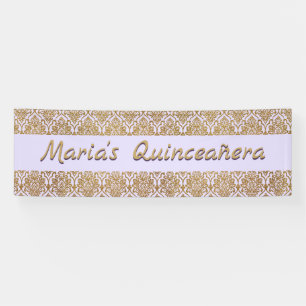 Gold and Lavender Damask Celebration Banner