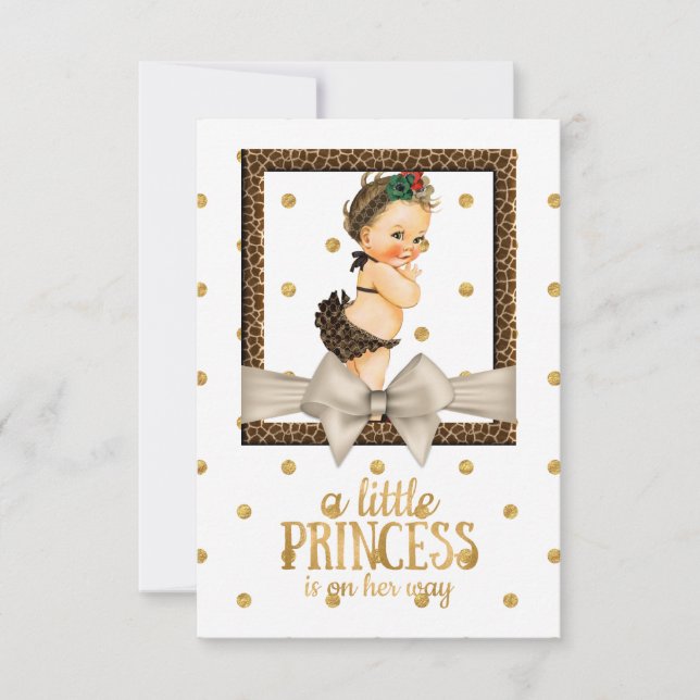 Gold and Leopard Print Girl's Baby Shower Invitation (Front)