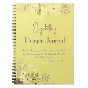 Gold and Lilac Watercolor Floral Prayer Gratitude Notebook
