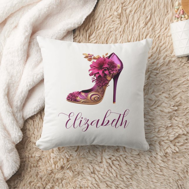 Gold and Magenta High Heel  Cushion (Blanket)
