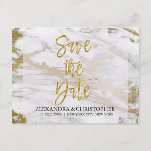 Gold and Marble Elegant Save the Date Card