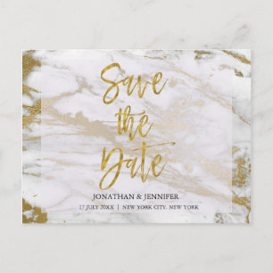 Gold and Marble Elegant Save the Date Card