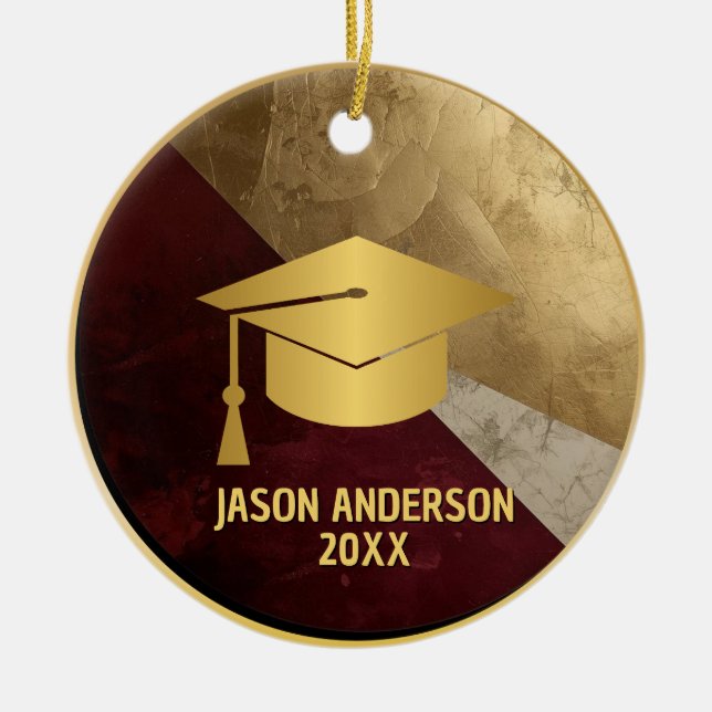 Gold and Maroon Custom Graduation Ornament (Front)