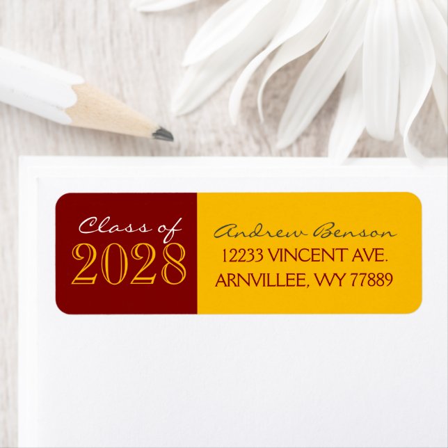 Gold and Maroon Graduation Return Address Labels (Insitu)