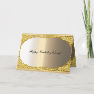 Gold and Metal look Card Happy Birthday