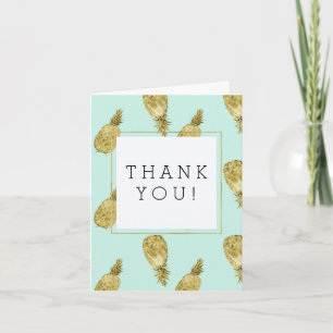 Gold and Mint Watercolor Pineapples Thank You