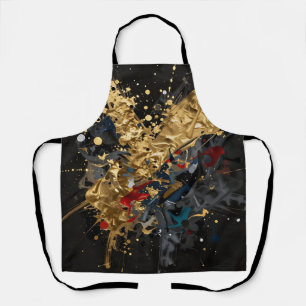 Gold And Navy Abstract Splash Modern Luxury Art Apron