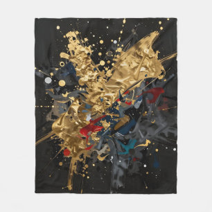 Gold And Navy Abstract Splash Modern Luxury Art Fleece Blanket