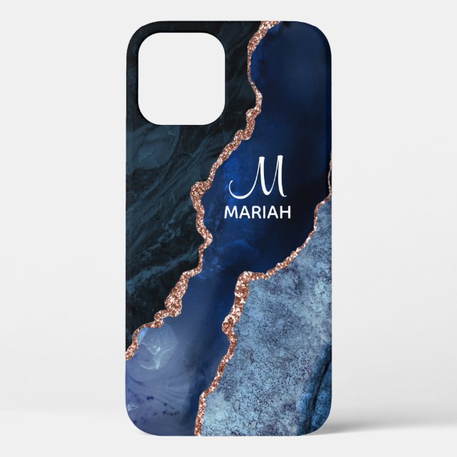 Gold and Navy Blue - Agate Marble - Case-Mate iPhone Case (Back)