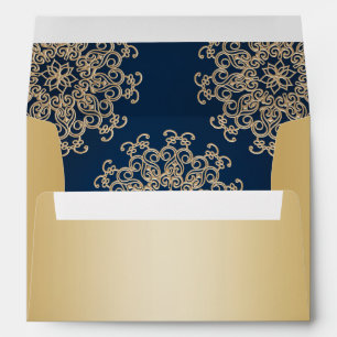 Gold and Navy Blue Indian Style Envelope
