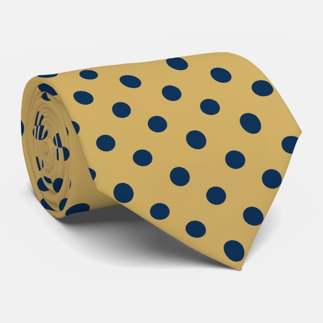 Gold And Navy Blue Polka-Dot Seamless Pattern Tie (Rolled)