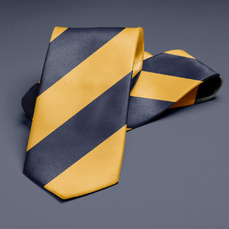 Gold and Navy Blue Stripes Tie