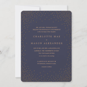 GOLD AND NAVY CONFETTI wedding invitation