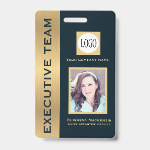Gold and Navy Creative Executive Employee ID Badge
