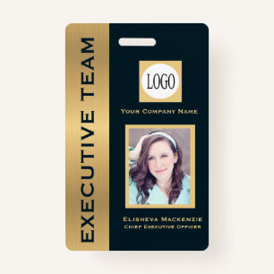 Gold and Navy Creative Executive Employee ID Badge