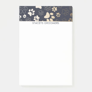 Gold And Navy Paw Print Pattern Post-it Notes
