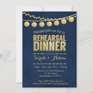 Gold and Navy Rehearsal Dinner Invitation