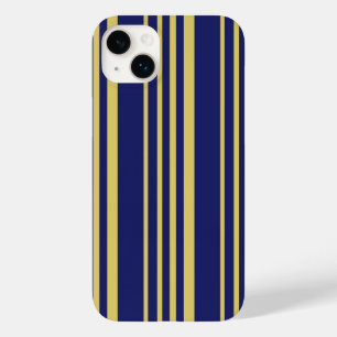 Gold and navy stripes patterned Case-Mate iPhone 14 plus case